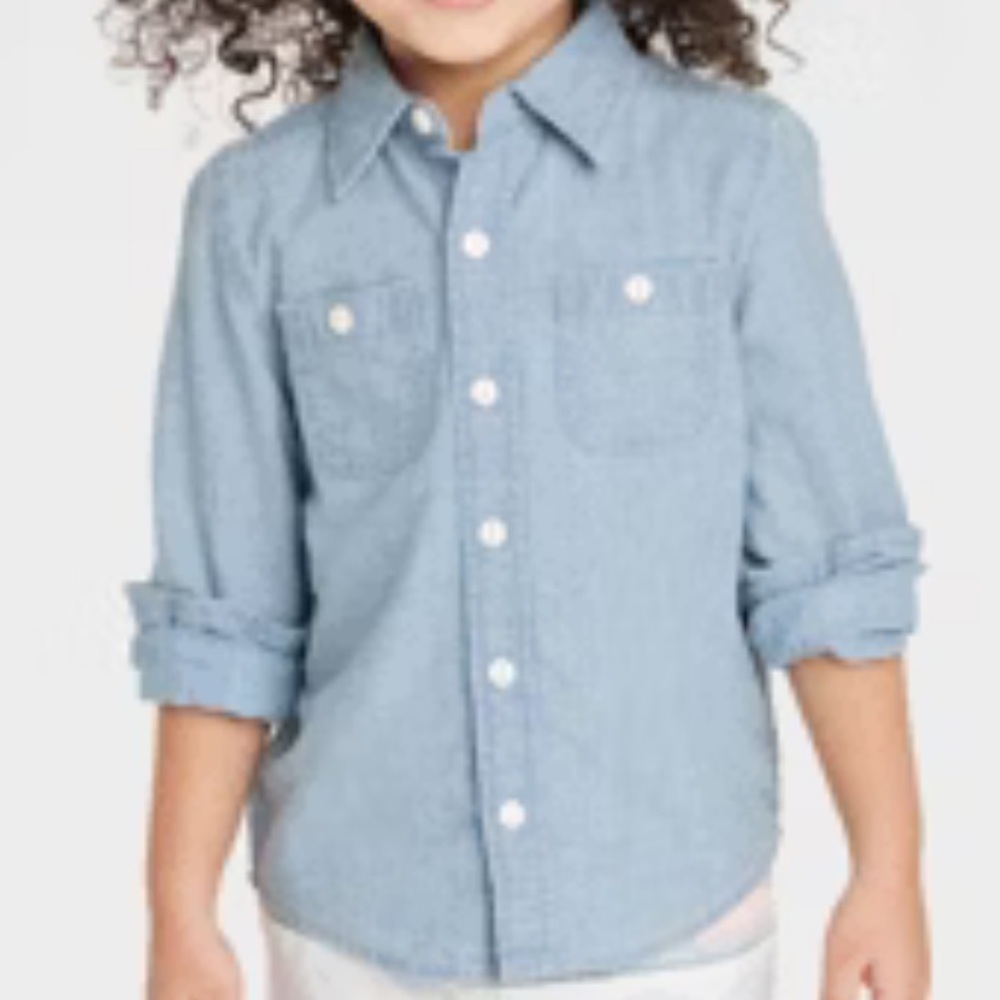 Oshkosh B'gosh Boys Chambray Long-Sleeve Button-Down Shirt | Size 5T